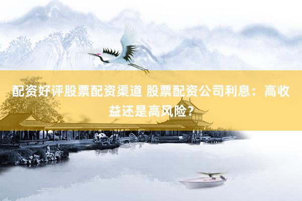 配资好评股票配资渠道 股票配资公司利息：高收益还是高风险？