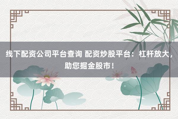 线下配资公司平台查询 配资炒股平台：杠杆放大，助您掘金股市！
