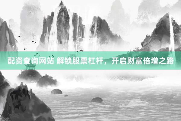 配资查询网站 解锁股票杠杆，开启财富倍增之路